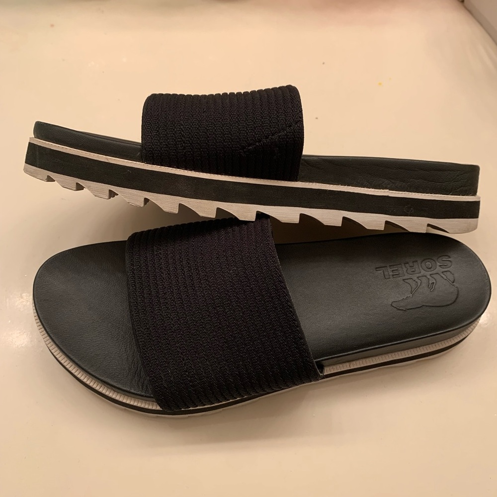 Sorel black slides women’s size 8